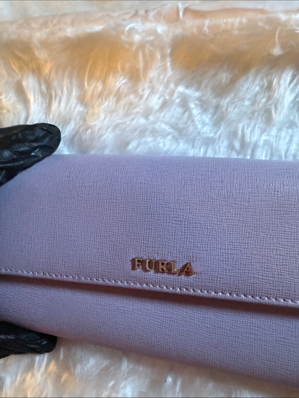 Furla Lavender Leather Flap Wallet with Logo Detail - Picture 5 of 10